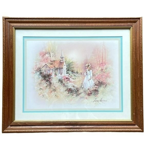 Vintage Girl And Flowers Framed Print Art by Andres Orpinas - Picture 1 of 13